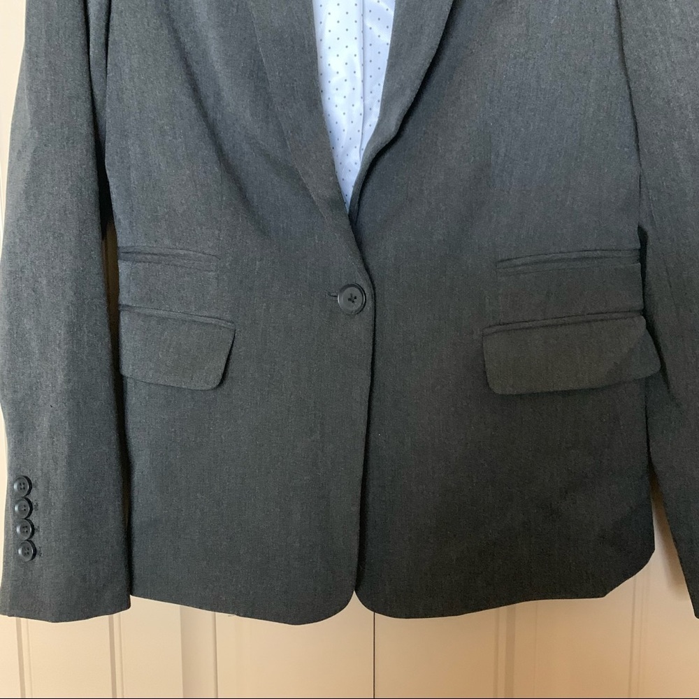 Express One Button Classic Charcoal Gray Blazer - image 5